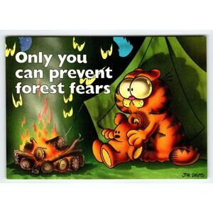Garfield Postcard "Only You Can Prevent Forest Fears" Camping Jim Davis 1978